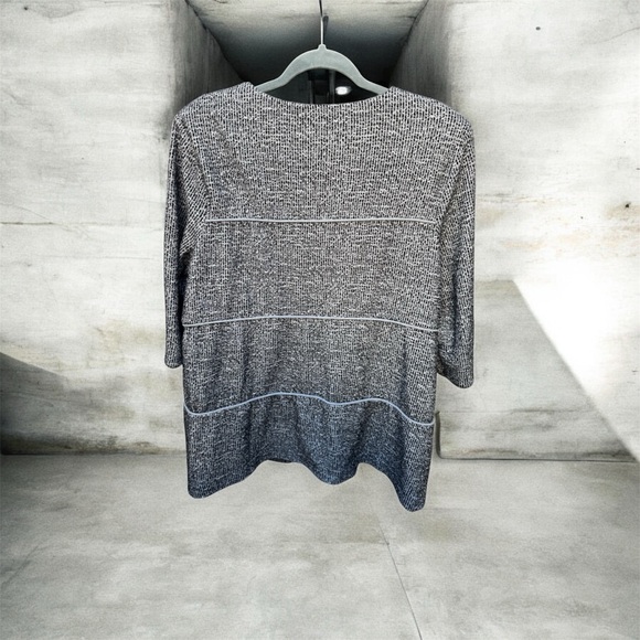 Cabi 3/4 Sleeve Tweed Jacket Blazer Black White Pockets Stretch Women Size XL - Picture 2 of 3